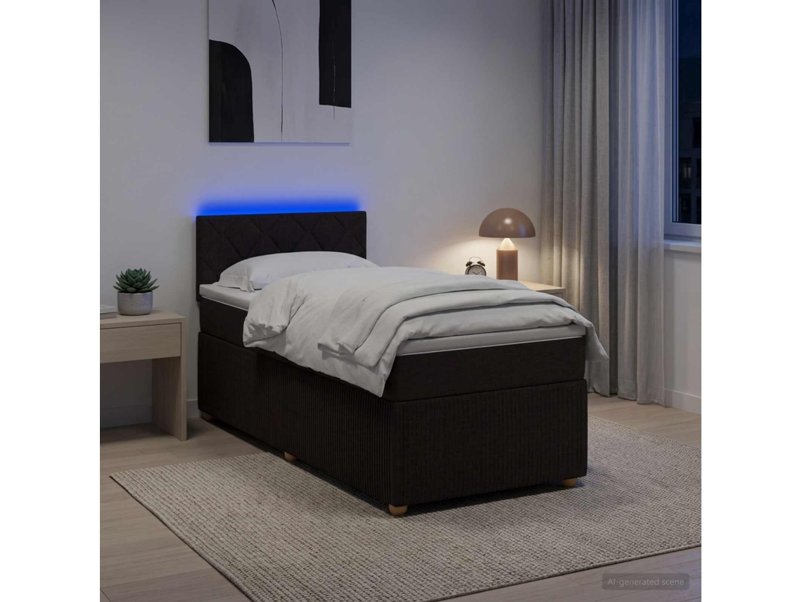 Vidaxl Cama Box Spring Com Colchão Marrom Escuro 80 X 200 Cm Tecido