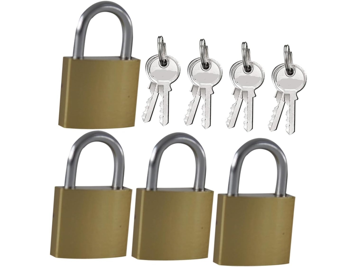 Conjunto De 4 Cadeados Pequenos Latão Maciço Com Chaves, Compactos E