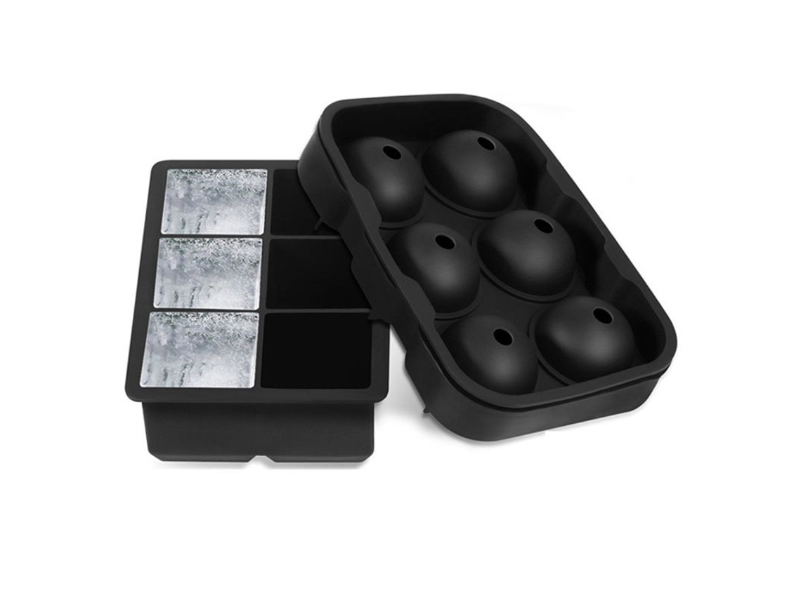 Formas De Gelo Silicone Preto Com Tampas, Conjunto De 2 Unidades, Inodoras E Livres De Bpa
