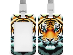 Porta Crachá Vertical De Plástico Com Estampa Da Cabeça Do Pequeno Tigre Gordo Ideal Cartões Proximidade Crédito Ou