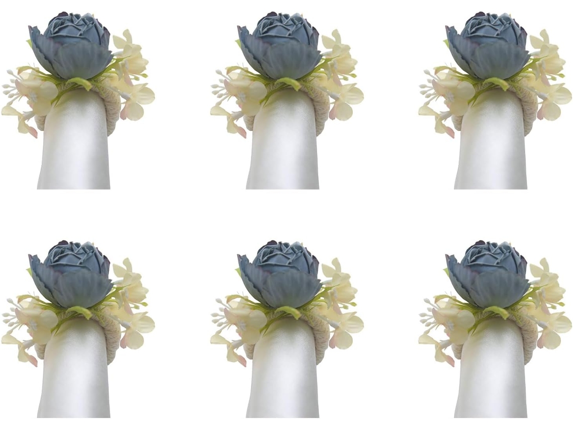 Conjunto De 6 Porta-guardanapos De Flores Artificiais, Elegantes Porta-lenços Para Refeições E Festas,