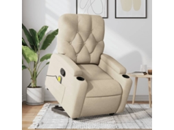 Vidaxl Poltrona Elevatória De Massagens Tecido Cor Creme