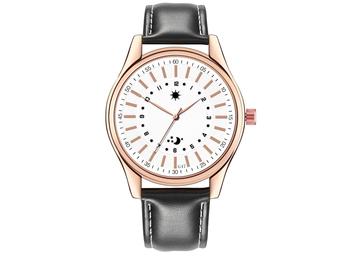 Reloj De Pulsera Para Hombre De Moda Casual Cuarzo Con Dial Pu Simple (negro Blanco)