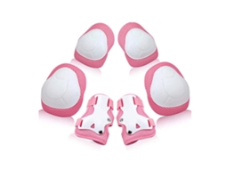 Conjunto de 4 Joelheiras e cotoveleiras com luzes, para ciclismo e trilhas, vermelho