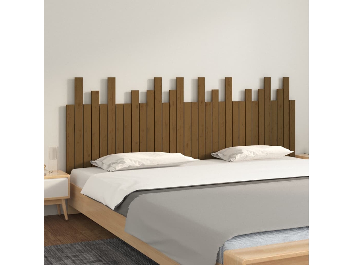 Cabecero de pared 204x3x80 cm Pino macizo marrón miel