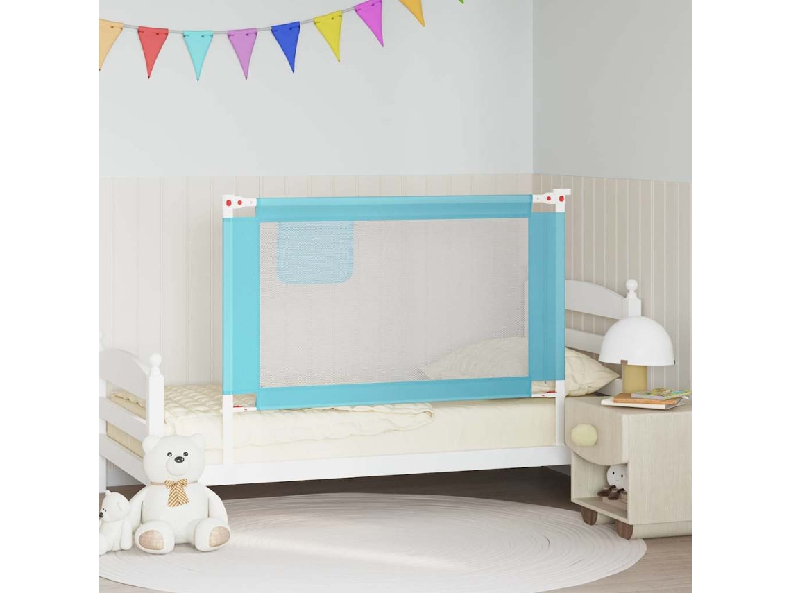 Vidaxl Barra De Segurança P/ Cama Infantil Tecido 120x25 Cm Azul
