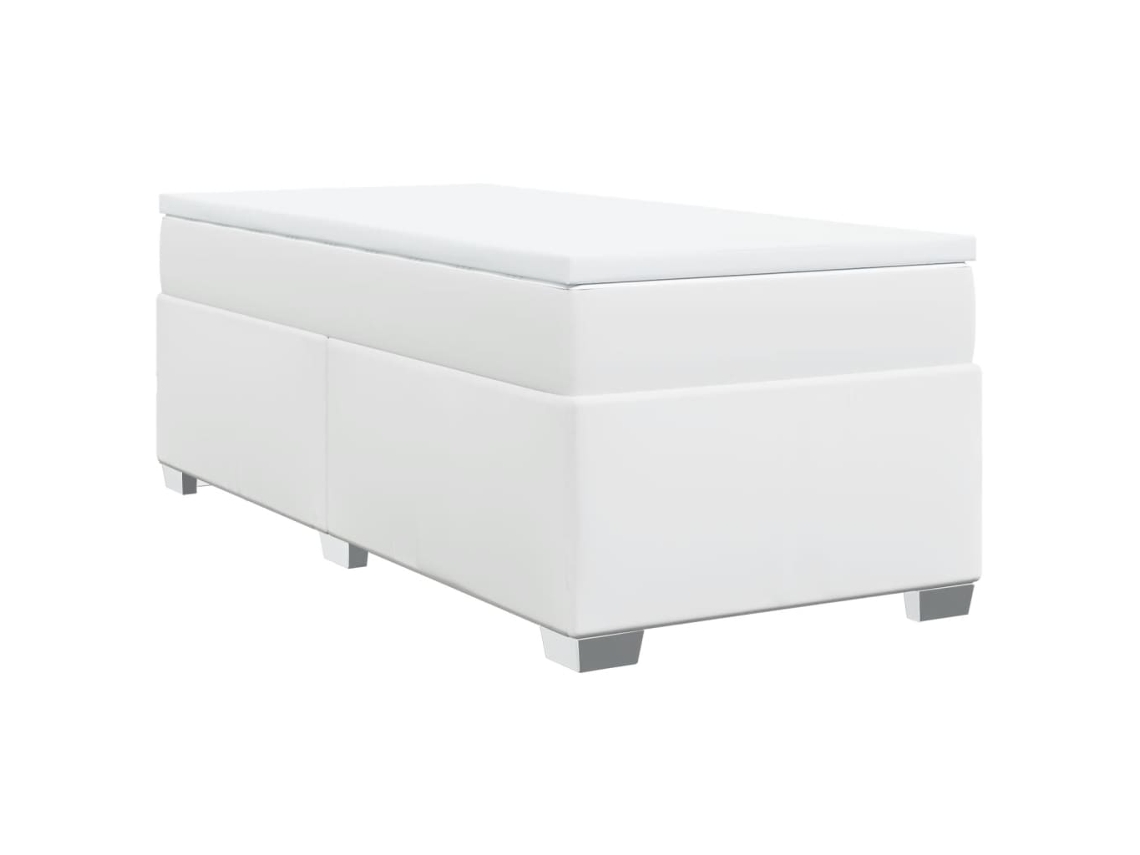 Cama com Molas Couro Artificial Branco MAISON EXCLUSIVE 100x200 cm