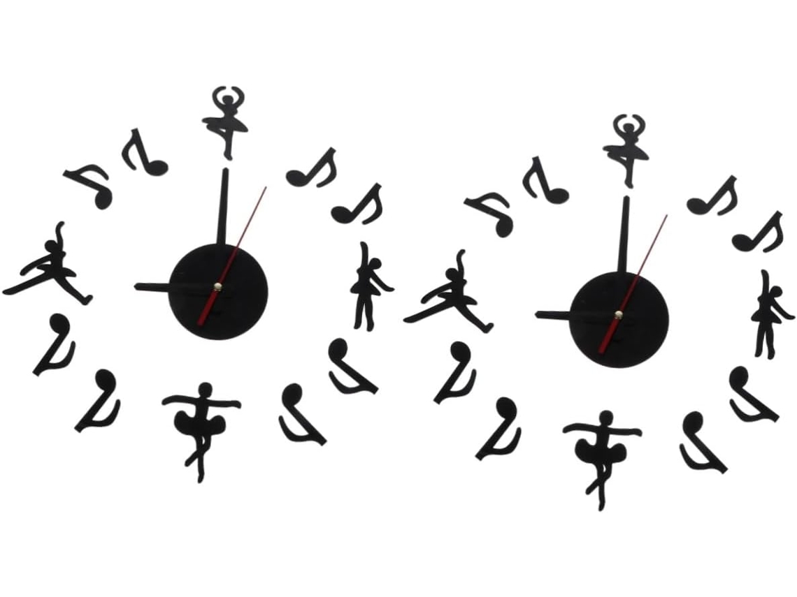 Relógio De Parede Silencioso Com Notas Musicais , Adesivo Para Relógio De Parede Silencioso, Relógio De Parede Gokoco (2 Peças)