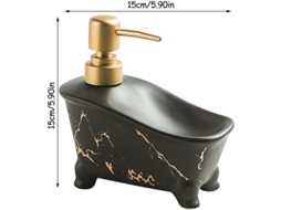 Dispenser De Jabón De Forma De Bañera 350 Ml Cerámica Textura Mármol Para Baño Negro