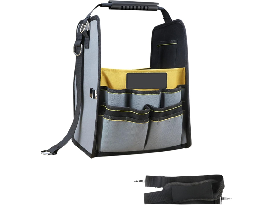 Bolsa de ferramentas portátil de grande capacidade para motociclistas, com ampla abertura e design resistente.