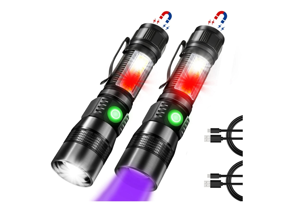 Lanterna Yunzii 3 Em 1 Xml T6 1200 Led Magnético De Alto Lúmen Com Luz Lateral Cob 7 Modos Zoomable Acampamento À Prova Dágua 2 Pacotes Preta