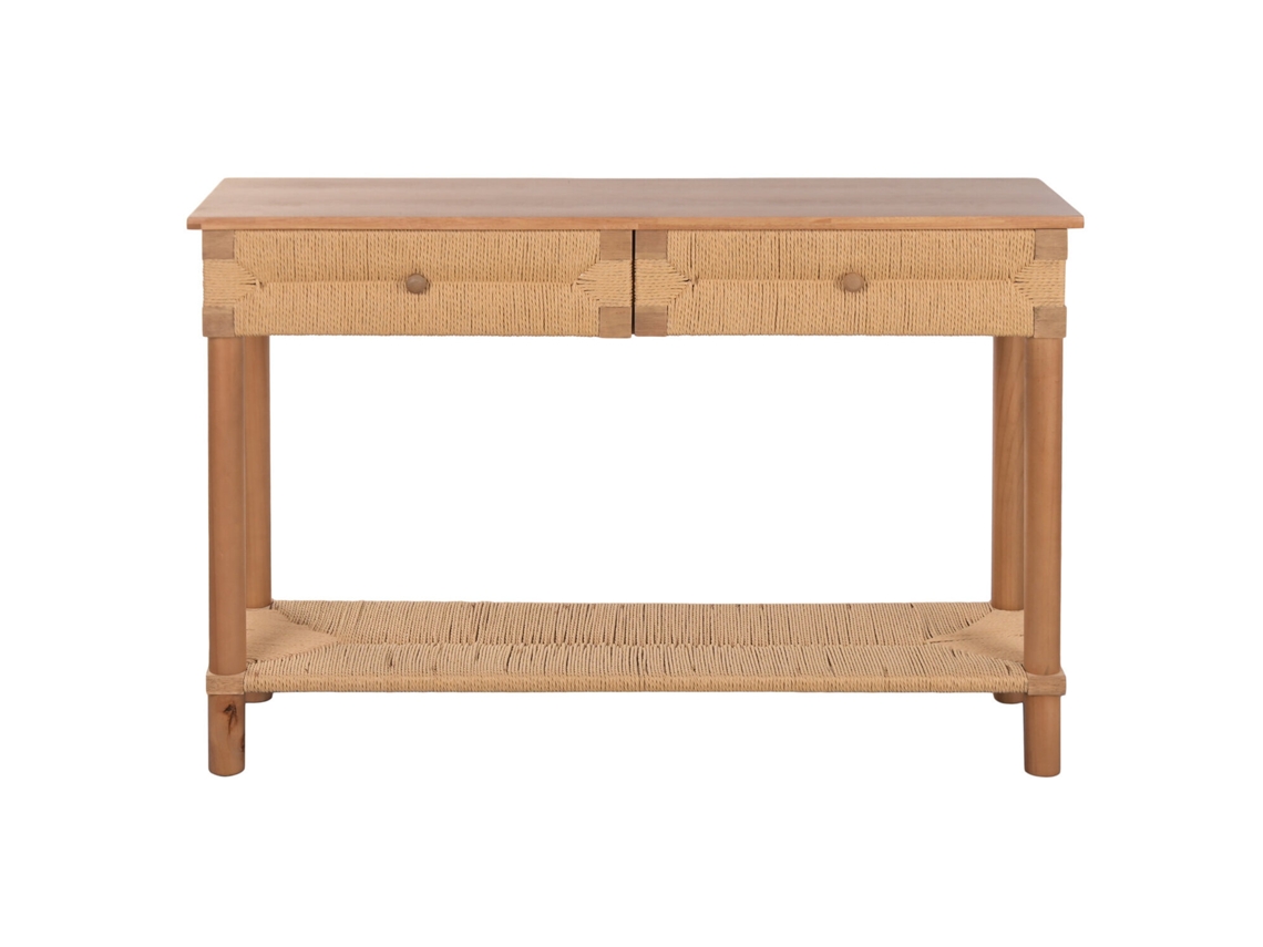 Console ALEXANDRA HOUSE LIVING em rattan de abeto com 2 gavetas, 120x35x81cm
