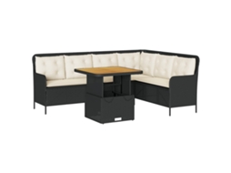 Conjunto de 2 Sofás de Jardim com Almofadões Vime Pe Preto MAISON EXCLUSIVE (90x200 cm)