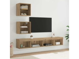 Vidaxl Unidades de Tv de Parede com Led 5 Pcs Carvalho Artesanal