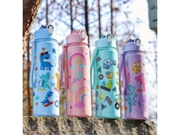 Garrafa de Água Infantil, Capacidade de 750ml, Feita de Plástico Ecológico. MDUG (4 Cores)