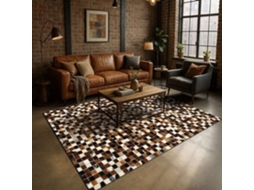 Tapete - A Fábrica De Decoração - Couro Mosaico - Patchwork Damier - 120x170 Cm - Couro Reciclado