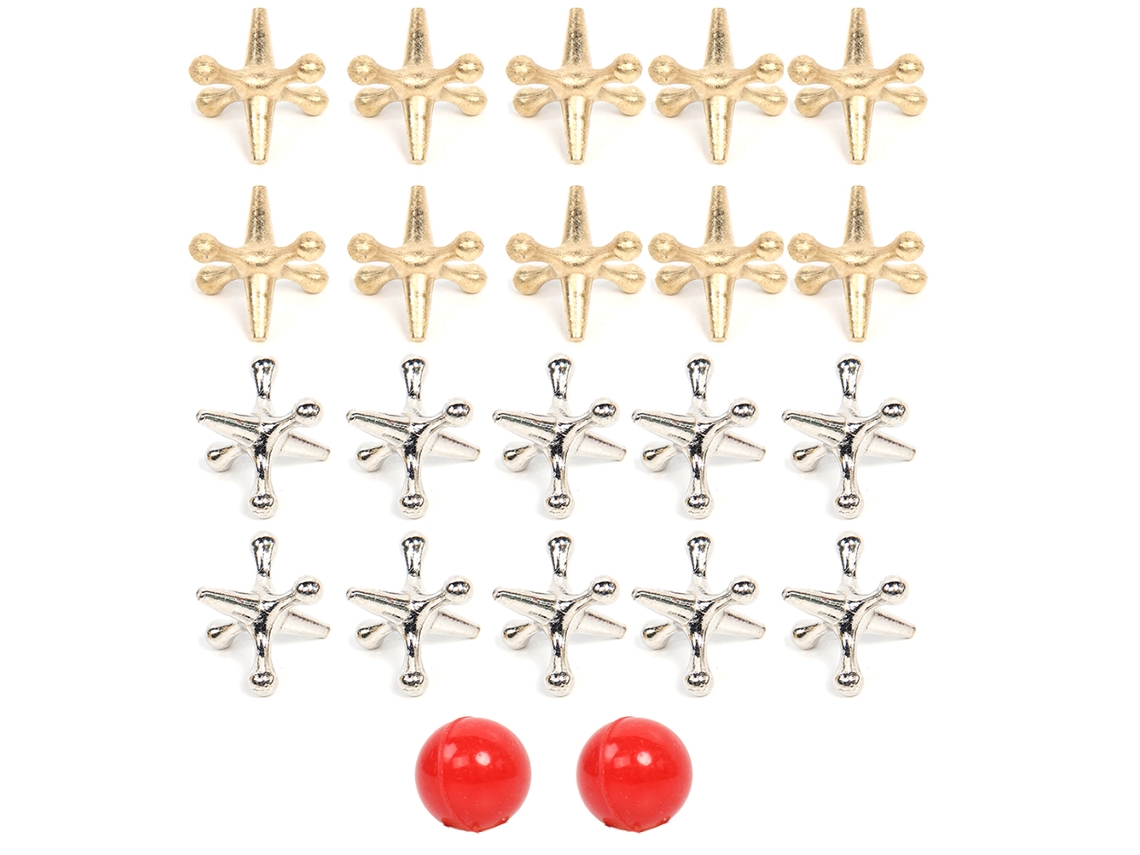 WalshLXq 2 Conjuntos de Jogo de Bolas e Jacks Retrô em Metal com 2 Bolas Elásticas, Prêmios Clássicos para Festas, Ideal para Crianças e Adultos