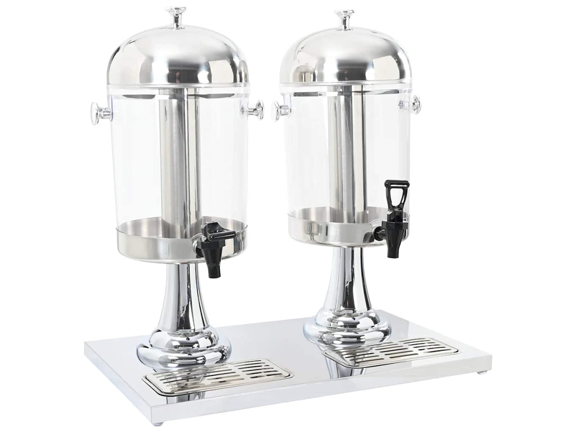 Vidaxl Dispensador Duplo De Sumo Aço Inoxidável 2 X 8 L