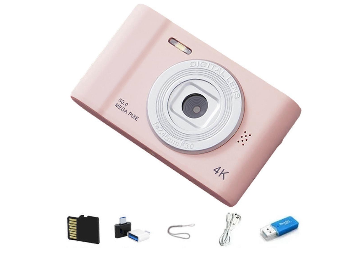 Câmera Digital 4k Hd Para Fotografia, Viagem, Selfie, Câmera, 2,4 Polegadas, Mini Câmera Retrô, Rosa Brilvibera