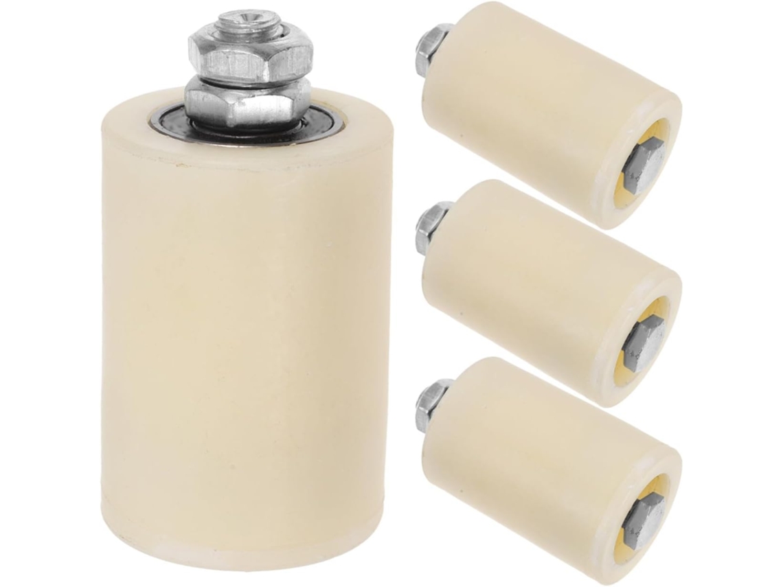 Conjunto De 4 Roletes Guia Brancos Nylon Para Portas Correr, Com