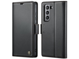 Capa Para Samsung Galaxy S21 Fe 5g Borboleta Fivela Litchi Textura De Telefone De Couro Rfid Antirroubo Preta