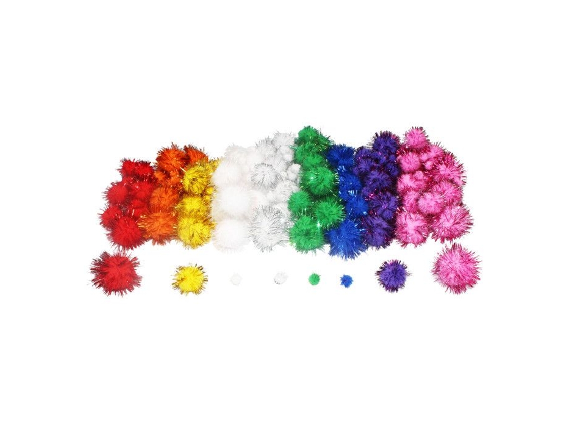 Pompons Metálicos Cores E Tamanhos Assortidos 200 Peças Sodertex