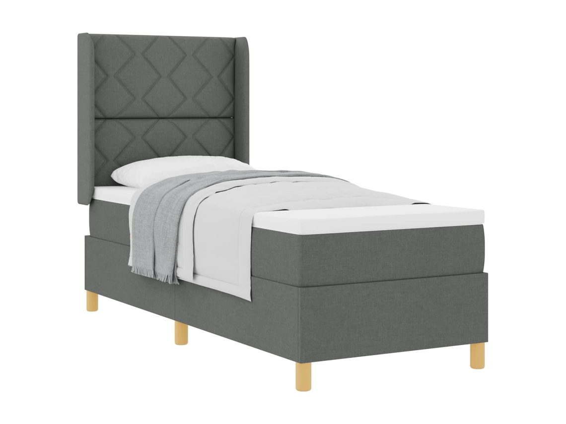 Cama Box com Colchão Cinza Escuro 80 X 200 Cm Tecido MAISON EXCLUSIVE