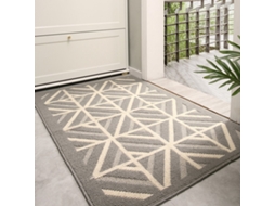 Tapetinho de Entrada ZYBLSSBB Não Deslizante, Padrão Geométrico, Cinza 60x90cm