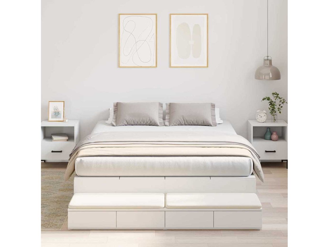 Vidaxl Estrado De Cama Com Arrumação Com Gaveta Branco 160 Cm