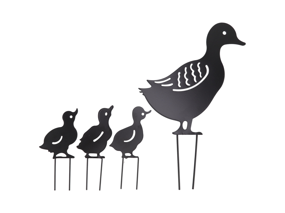 Laxiscreed Conjunto De 4 Estacas De Jardim Com Patos De Metal Decorativos Preto Para Exterior