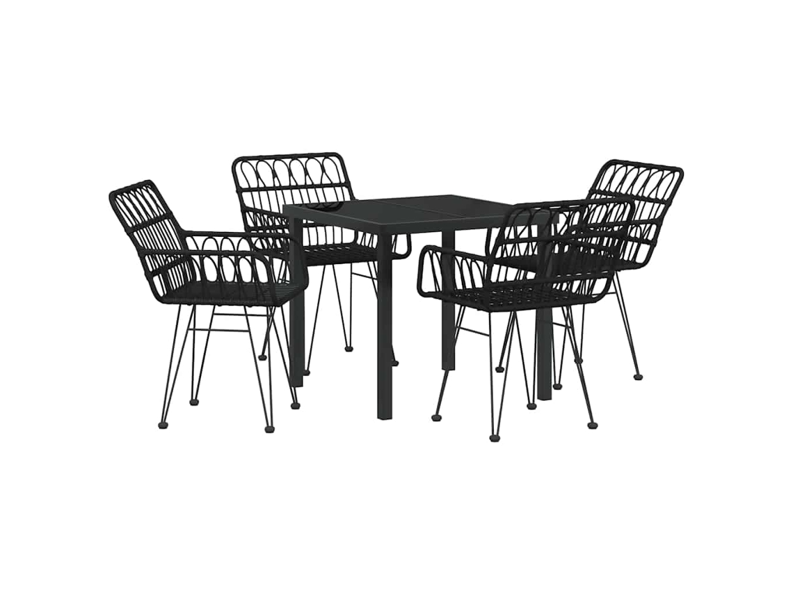 Conjunto de Jantar para Jardim 5 Pcs - Móveis de Jardim para Refeição Preto Aço Revestido a Pó HARLANV1