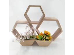 Prateleiras Flutuantes Hexagonais em Madeira