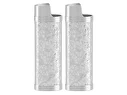 2pcs Isqueiro Caso Capa Vintage Estilo Floral Estampado Liga De Zinco Shell Para Proteção De Isqueiro Prata