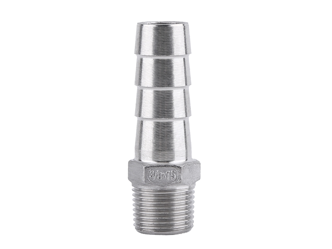 Conector De Mangueira De Gás Combustível Barb Com Rosca Macho Bsp (3/8"x15mm) Aço Inoxidável 304