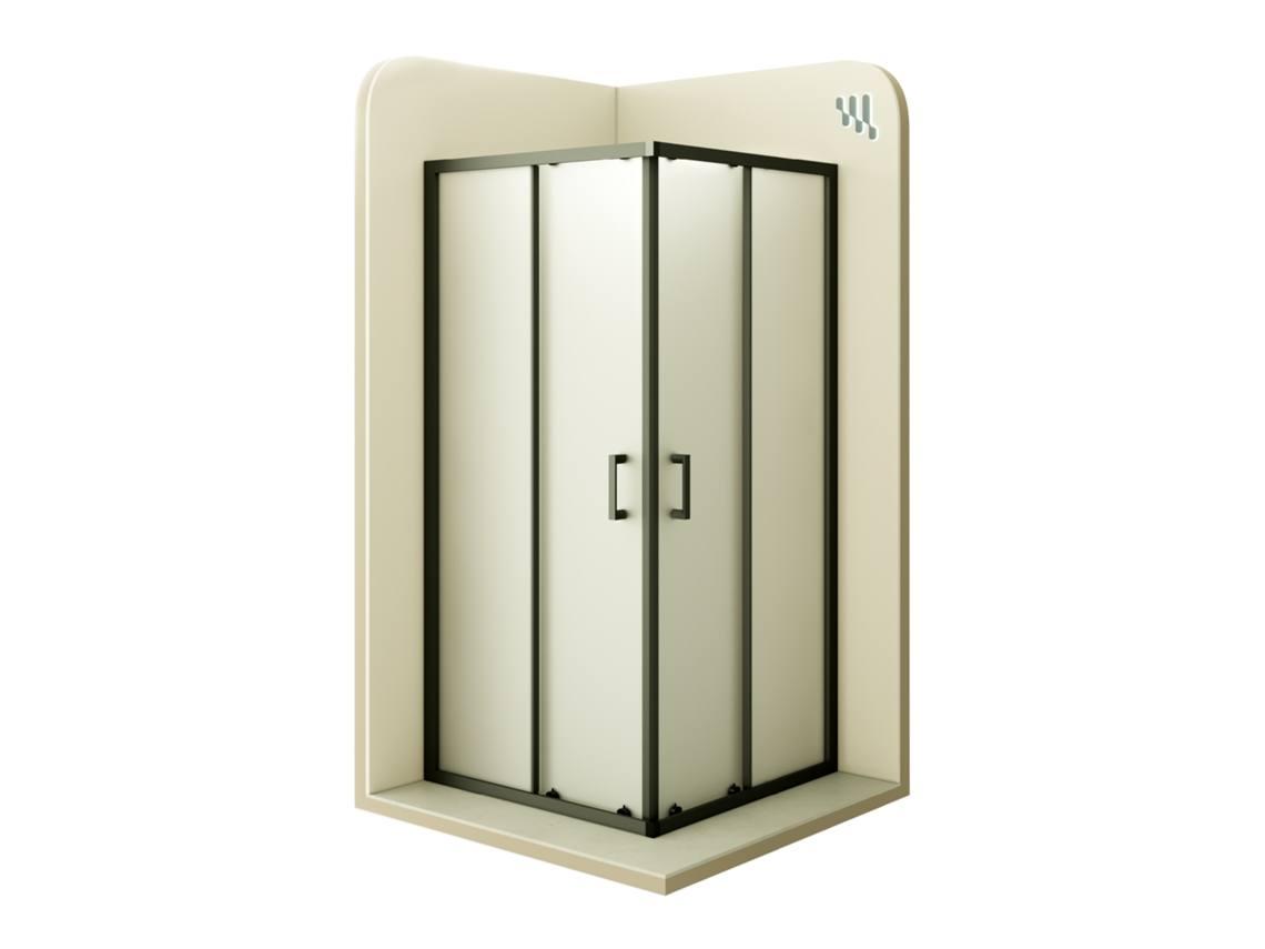 Cabine de Duche Diana 80x85x180cm REVERSÍVEL, Portas de correr, Ajuste 77,5 – 79,5x82,5 – 84,5cm | Perfis pretos, Vidro fosco 6mm