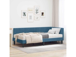 Vidaxl Estrutura De Cama De Canto Com Colchão 2 Unid. Azul Veludo