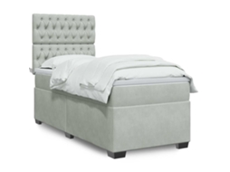 Vidaxl Cama Com Molas/colchão 90x190 Cm Veludo Cinza-claro