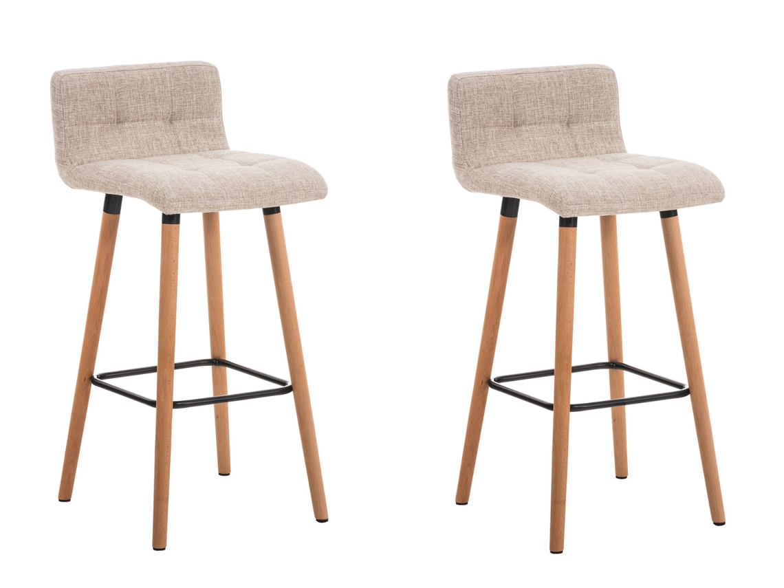 Conjunto De 2 Bancos De Bar Lincoln Em Tecido Natura/creme Clp