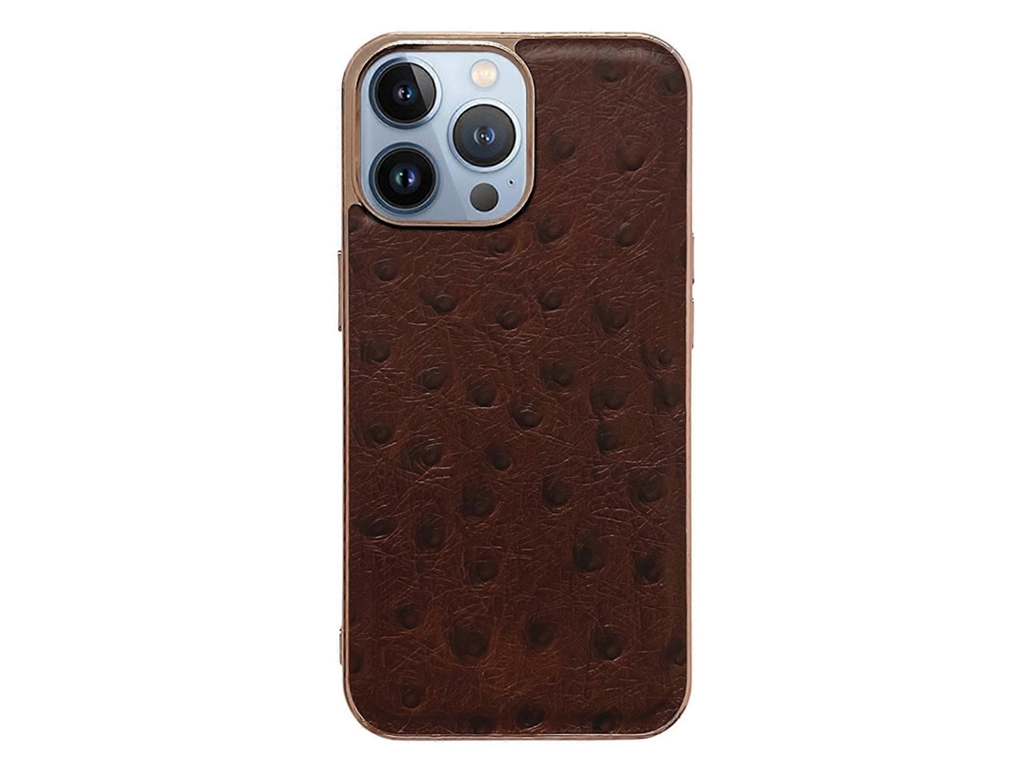 Capa Para Iphone 14 Pro Em Couro Bovino E Tpu Com Proteção Da Câmara