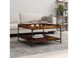 Vidaxl Mesa De Centro 80x80x45 Cm Deriv. Madeira/ferro Carvalho Fumado