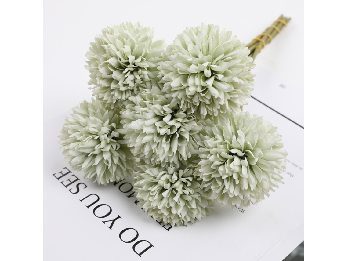 Conjunto de 6 Flores Artificiais Bulbosas de um Único Ramo, na Cor Ciano, para Decoração de Casa. AQUAFORGE