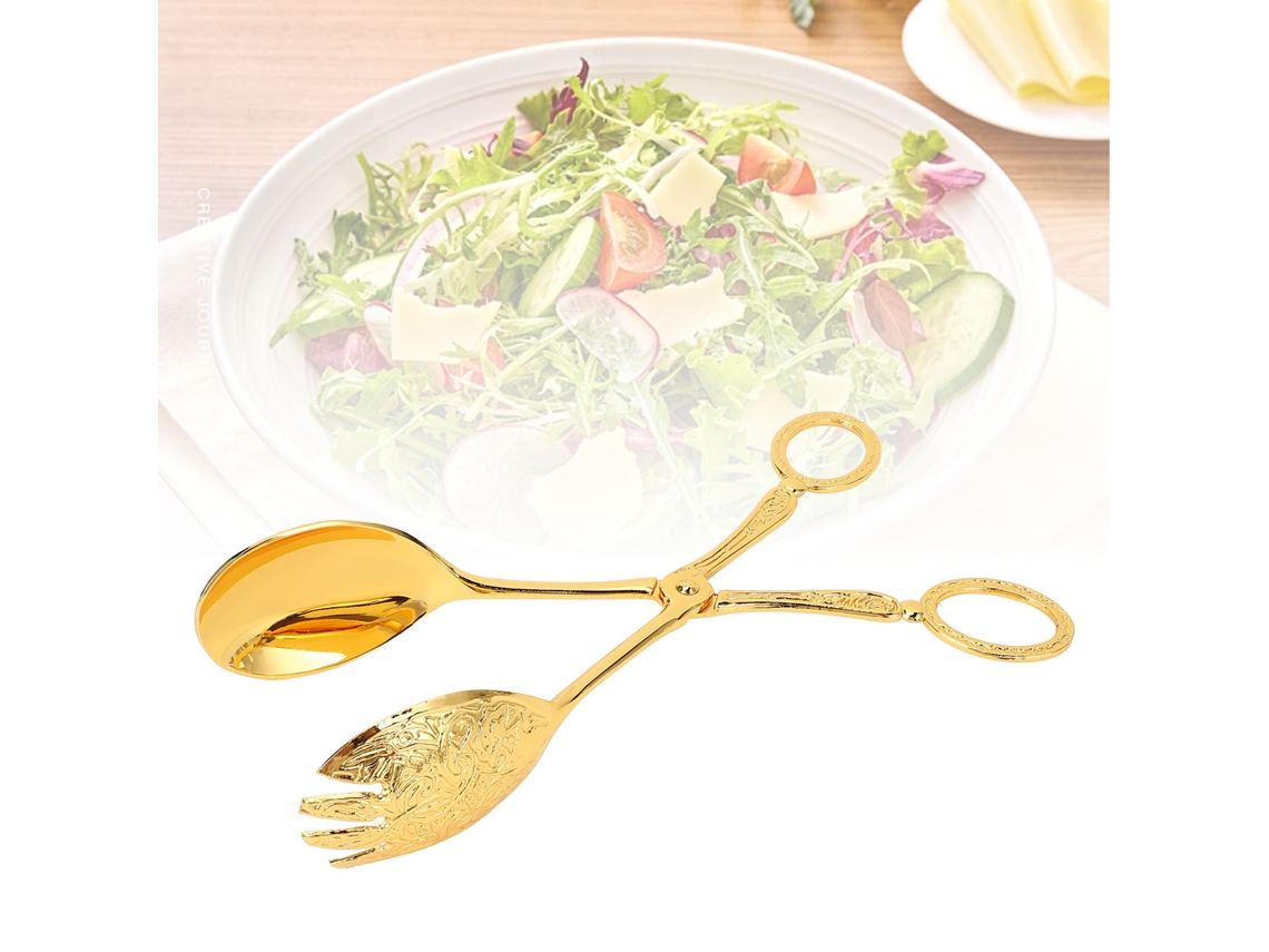 Pinza De Metal Estilo Europeo Tijera Multifuncional Para Pastel Pan Frutas Cocina Hogar Fiesta Buffet Oro