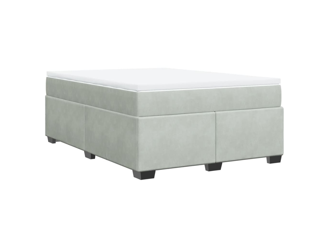 Cama com Molas e Colchão Veludo Cinzento Claro MAISON EXCLUSIVE (140x190 cm)
