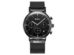 Relógio esportivo masculino Biden de quartzo com três mostradores, pulseira inclusa, preto.