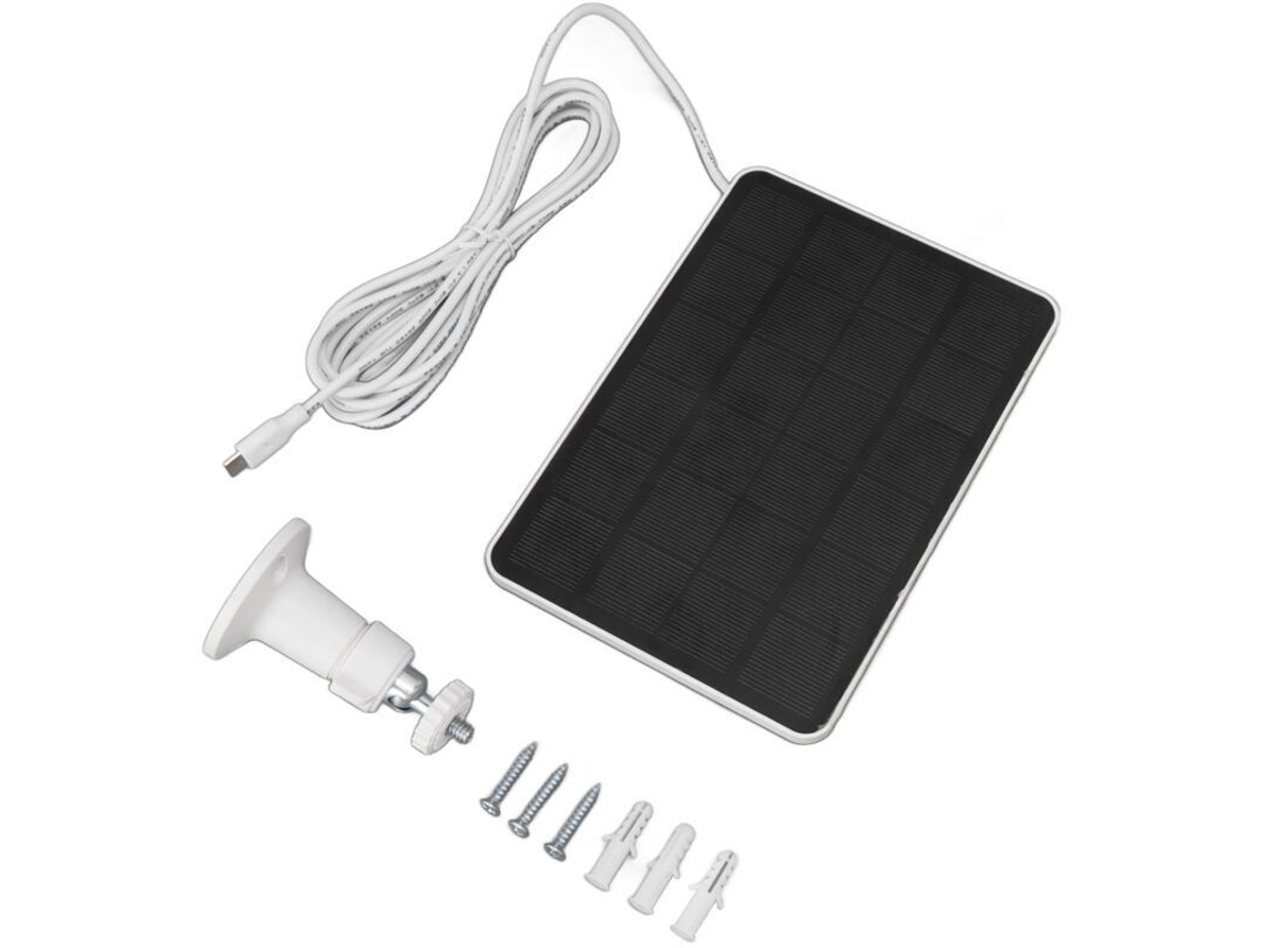 Lurelia Painel Solar 4w 5v Para Câmara De Vigilância Sem Fios Externa, Resistente À Água Ip65, Com Suporte Ajustável, Branco