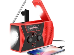 Rádio am/fm AQUAFORGE, manivela e energia solar, alarme sos, bateria de 2000mah