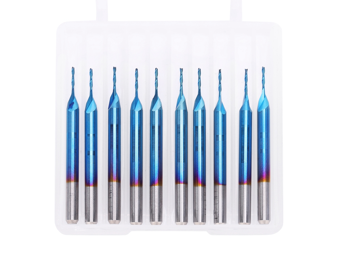 Conjunto De 10 Frese De Ponta Redonda Espiral 2-furos Revestimento Azul Carbeto De Cimento 2x22mm