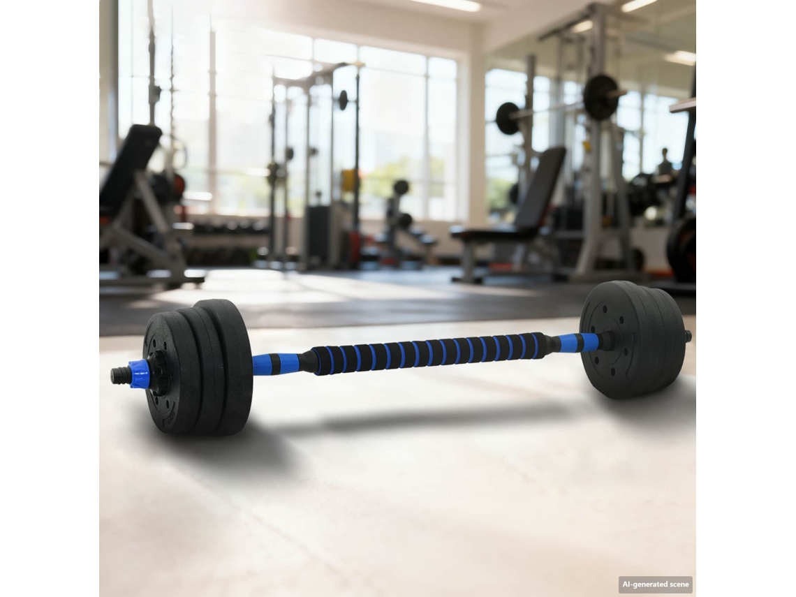 Vidaxl Conjunto Halteres E Barra 2 Em 1 20 Kg Preto E Azul