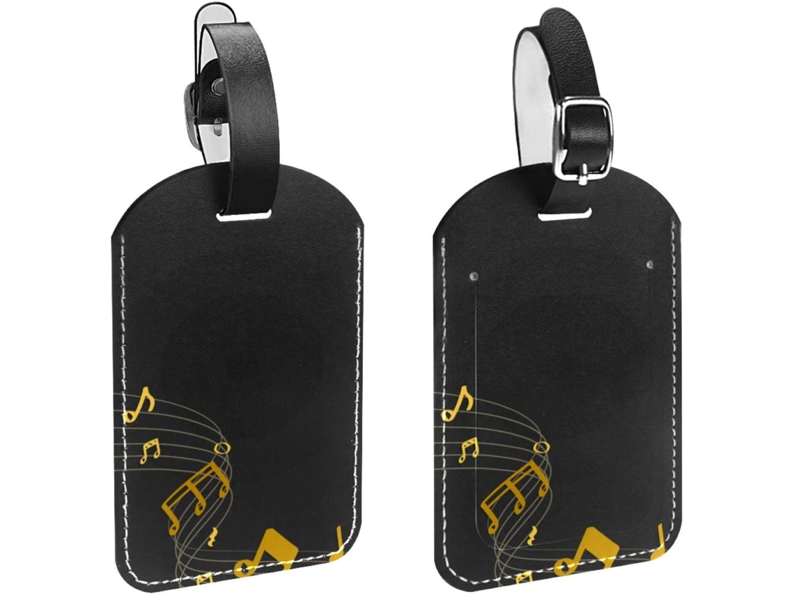 Conjunto De 2 Etiquetas Bagagem Em Couro Sintético Proteção Privacidade Música Fundo