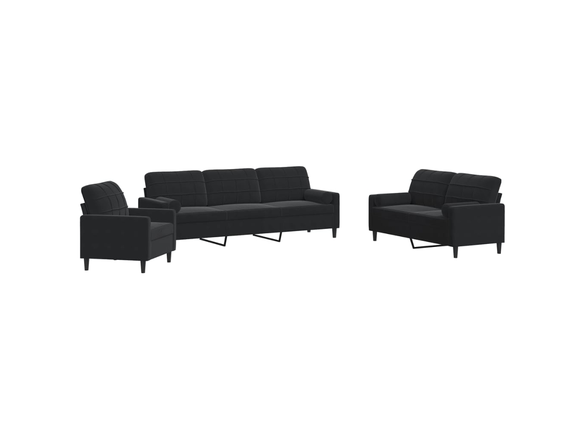 Sofa Set, Sofa Sets Vidaxl Preto Veludo (n/a)